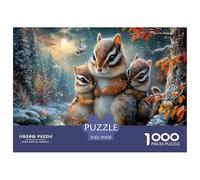 Scoiattolo striato Puzzle Impossibili 1000 Pezzi Ruscello nella foresta invernale Decorazione Per La Casa. Giochi Rilassamento E Intelligence Per Adulti E Ragazzi Da 14 Anni 70x50cm/1000pcs