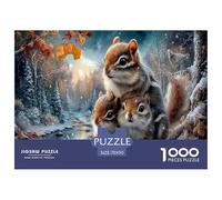 Scoiattolo striato Puzzle Impossibili 1000 Pezzi Ruscello nella foresta invernale Decorazione Per La Casa. Giochi Rilassamento E Intelligence Per Adulti E Ragazzi Da 14 Anni 70x50cm/1000pcs