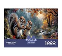 Scoiattolo striato Puzzle Impossibili 1000Pcs Ruscello nella Foresta autunnale Decorazione Per La Casa. Rilassamento E Intelligence Per Adulti E Ragazzi Da 14 Anni 52x38cm/1000pcs