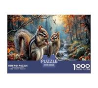 Scoiattolo striato Puzzle Impossible 1000 Pezzi Ruscello nella Foresta autunnale Decorazione Per La Casa. Rilassamento E Intelligence Per Adulti E Ragazzi Da 14 Anni 38x26cm/1000pcs