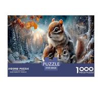Scoiattolo striato Puzzle Impossible 1000 Pezzi Ruscello nella foresta invernale Decorazione Per La Casa. Giochi Rilassamento E Intelligence Per Adulti E Bambini Da 12 Anni 38x26cm/1000pcs