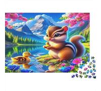 Scoiattolo sulla Riva del Lago Puzzle 1000 Pezzi Carta per Adulti Paesaggio Montano Gioco di Concentrazione Relax Famiglia Decorazione Casa Regalo 38x26cm/1000pcs