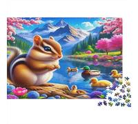 Scoiattolo sulla Riva del Lago Puzzle 1000 Pezzi Gioco di Puzzle Carta per Adulti Paesaggio Primaverile Relax Casa Regalo Famiglia 52x38cm/1000pcs