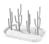 Scolabiberon Rastrelliere Asciuga Biberon Bottiglia Stendino con Vassoio Antigoccia Rimovibile, Stendino per Biberon e Bambino Piatti, Capezzoli e Tazze (Grigio)