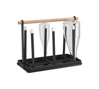 Scolabottiglie per 6 Bottiglie, Scolapiatti in Acciaio Inox, 26,5 x 13 x 19 cm Porta Bottiglie Acqua, Scola Biberon a Scarico Rapido, Scola Borracce per Tazze, Nero