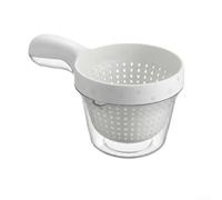 Scolapasta a doppio strato per verdure, 19 cm, coperchio in plastica ABS | Sistema a due livelli, separa l'acqua dal cibo, previene il disordine, dimensioni 19 x 11 cm, ideale per la preparazione