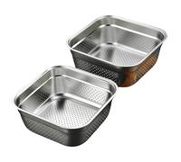 Scolapasta a rete in acciaio inox da 32 cm, quadrato, perforato, per lavare riso, verdure e piatti, cestello scolapiatti ultra grande per lavare e scolare, lavabile in lavastoviglie (2 pezzi)