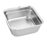 Scolapasta a rete in acciaio inox da 32 cm, quadrato, perforato, per lavare riso, verdure e piatti, cestello scolapiatti ultra grande per lavaggio e scarico, lavabile in lavastoviglie (1 pezzo)