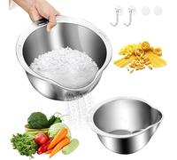 Scolapasta Acciaio Inox per Riso 2Pcs Scolapasta in Acciaio Inox con Beccuccio, da Cucina per Pasta, Frutta, Riso, Verdure, Lavabile in Lavastoviglie(27×24×14cm)