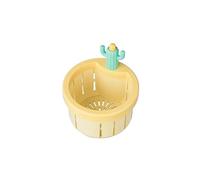 Scolapasta da Lavello 1 pz. Filtro for lavello a forma di cactus, pressa for svuotamento automatico, cestello multifunzionale, rete filtrante(Light yellow)
