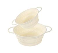 Scolapasta e scolapasta pieghevole in silicone, 33 cm, colino e scolapasta per cucina, grande scolapasta per verdure, cibo, pasta (bianco) (2)
