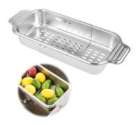 Scolapasta estensibile, sopra il lavandino Scolapasta rettangolare allungabile in acciaio inox 304 lavare frutta e verdura, scolare la pasta cotta e i piatti secchi