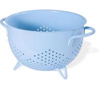 Scolapasta in Metallo da 5 Litri, Rivestimento in Polvere di Sicurezza Alimentare, Doppi Manici, Base a Tre Gambe, Colapasta da Cucina per Pasta, Frutta, Bacche e Verdure (Blu)