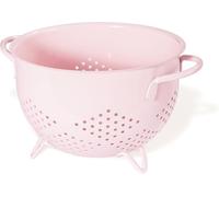 Scolapasta in Metallo da 5 Litri, Rivestimento in Polvere di Sicurezza Alimentare, Doppi Manici, Base a Tre Gambe, Colapasta da Cucina per Pasta, Frutta, Bacche e Verdure (Rosa)