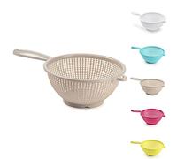 Scolapasta in plastica per alimenti da 19 cm, setaccio, cestino per il lavaggio degli alimenti, per Pasta, Spaghetti, Riso, Insalata, Verdure, Cucina, Cottura, Hobby, Design 4 (tortora)