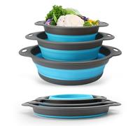 Scolapasta in silicone, confezione da 3 colini pieghevoli da cucina per scolare pasta, frutta e verdura, cestelli di scarico pieghevoli