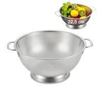Scolapasta Microforato in Acciaio Inox, Colapasta Metallico Perforato per Cucina con Manico e Base, Filtro Professionale, Filtro Durevole per Scolare Verdura, Frutta, Riso e Pasta, 22,5 cm