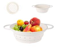 Scolapasta Pieghevole, 21,5cm Scolapasta Pieghevole da Cucina, Scolapasta da Cucina in Silicone, Verdura Cesto, per Drenare Pasta, Verdura, Frutta, Bianco