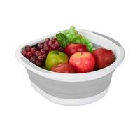 Relaxdays Scolapasta Pieghevole, Bacinella Colapasta Salvaspazio, Ciotola Scolatutto Plastica, 13,5x33,5x32,5 cm, Grigio