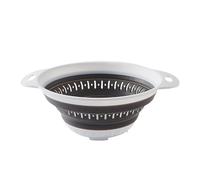 Scolapasta pieghevole e scolapasta pieghevole in silicone PP da cucina, colino pieghevole per pasta, verdure, appartamento a due livelli (grigio chiaro, 24,5 x 20 x 10 cm)