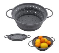 Scolapasta Silicone Pieghevole 21 cm Grigio Setaccio da Cucina Pieghevole Filtro per Pasta e Cestino Drenante Collapsible Colapasta per per Pasta Frutta Verdura