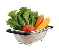 Scolapasta sopra il lavello - Maglia fine in acciaio inossidabile, cestello colino, stendibiancheria ovale | Cestello per scolapasta per lavare frutta, verdura, frutti di bosco e prodotti in foglia