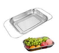 Scolapasta su lavello - Griglia a rete estensibile con cestello in acciaio da 29,5 a 40,5 cm, design a drenaggio fine, resistente alla ruggine | riso, grano, pasta, verdura, frutta, bacca, lavaggio