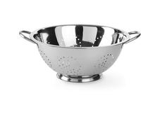 HENDI Scolapasta da cucina, cestello, colino, per cucinare e lavare pasta, verdure, frutta, insalate, rotondo, forato, con base e 2 maniglie, ø340x(H)160 mm, acero inoxidable