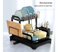 Scolapiatti 2 livelli da cucina con cestello, organizer stoviglie
