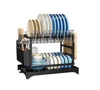 Scolapiatti - 2 ripiani con portautensili, scolapiatti per bancone della cucina, lavello casa, appartamento, dormitorio, dispensa, , posate, vassoio per spugna e