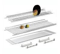 VI.TEL. Scolapiatti in acciaio cromo protetto con vaschetta raccogli gocce (86 Cm per pensile da 90 Cm) griglia bicchieri