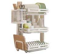 Scolapiatti a 2/3 ripiani in acciaio inox con scolapiatti pieghevole da cucina Supporto salvaspazio per scolapiatti per piano di lavoro della cucina