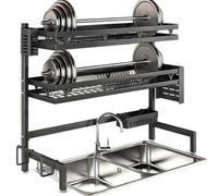 Scolapiatti a 2 livelli, grande scolapiatti da cucina con porta utensili per una conservazione efficiente dei piatti e un'organizzazione salvaspazio, scolapiatti per lavello da cucina, scolapiatti