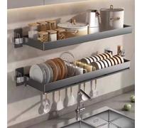 Scolapiatti a 2 livelli in acciaio inox, da appendere alla parete. | Scolapiatti a due livelli in acciaio inox, con possibilità di appenderlo o montarlo a parete, per un'asciugatura ordinata
