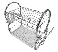 Scolapiatti a 2 Livelli Scolapiatti da Appoggio 2 Livelli Acciaio Inossidabile Scolapiatti da Lavello Rastrelliera per Tagliere con Vassoio Antigoccia,Multifunzione Staccabile 40*24*38 cm