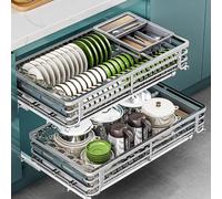 Scolapiatti a 2 ripiani estraibili in acciaio inox, con scolapiatti e cestello in filo metallico per un'asciugatura efficiente e nization