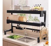 Scolapiatti a 2 ripiani sopra il lavello, salvaspazio, organizer da cucina con porta utensili e supporto per tagliere