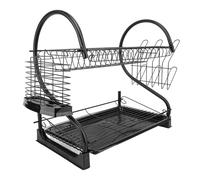 Scolapiatti a Doppio Strato per Bancone della Organizzatore di Stoccaggio per Asciugapiatti in Ferro e Plastica Ad Alta Resistenza, Facile Assemblaggio Fai da Te,