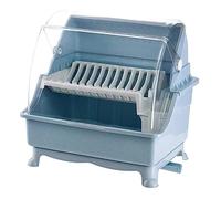 Scolapiatti a doppio strato, scolapiatti da cucina con scatola Sto per ciotole e chopstic, in plastica, per uso domestico, blu, 46 x 30 cm