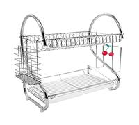 Scolapiatti a Due Piani Argento,Scolapiatti a 2 Livelli, Multifunzionale,Portabicchieri Porta Scodella , Cremagliera Portautensili(40*26*37 cm (gabbia per bacchette + rastrelliera per tagliere))
