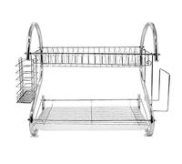 Scolapiatti a Due Piani Argento,Scolapiatti a 2 Livelli, Multifunzionale,Portabicchieri Porta Scodella , Cremagliera Portautensili(40*26*37 cm (gabbia per bacchette + rastrelliera per tagliere))