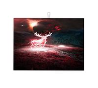 Scolapiatti a forma di luna con motivo a cervo per il piano della cucina, tappetino per piatti decorativo, piccolo, 16 x 18 pollici