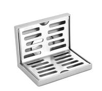 Scolapiatti a L in acciaio inox per bagno o cucina, materiale antiusura 304, design ad angolo retto quadrato con drenaggio efficiente, compatibile con tubi in PVC da 50 mm/75 mm, argento