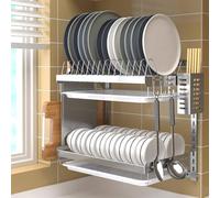 Scolapiatti A Parete In Acciaio Inossidabile A 2/3 Livelli Con Vaschetta Di Scarico - Ripiano Organizer Da Cucina Multifunzionale Per Un'asciugatura Efficiente E Un Utilizzo Compatto Del(Size:2 layer)