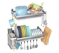 Scolapiatti A Parete, Scolapiatti, Scolapiatti, Scolapiatti Con Supporto Per Tagliere, Vassoio Per Scolapiatti Per Riporre Gli Utensili Da Cucina(Double rack,53cm)