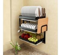 Scolapiatti a più Livelli con Vassoio raccogligocce, scolapiatti con portautensili, Resistente scolapiatti in Acciaio Inox per Piano Cucina