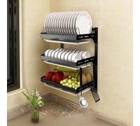 Scolapiatti a più Livelli in Acciaio Inox con Vassoio raccogligocce e portautensili, scolapiatti Resistente per Piano Cucina, Facile da Pulire e organizzare.