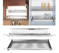 SCOLAPIATTI ACCIAIO INOX CM 76 CON VASCHETTA