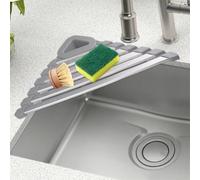 Scolapiatti arrotolabile triangolare, 45 x 32 x 5 cm, per bagno e cucina, scolapiatti triangolare per asciugare piatti, frutta e verdura
