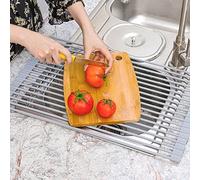 Scolapiatti avvolgibile, Scolapiatti in acciaio inossidabile sopra il lavello Sciacquatrice for frutta e verdura, dimensioni multiple(43 * 33cm)